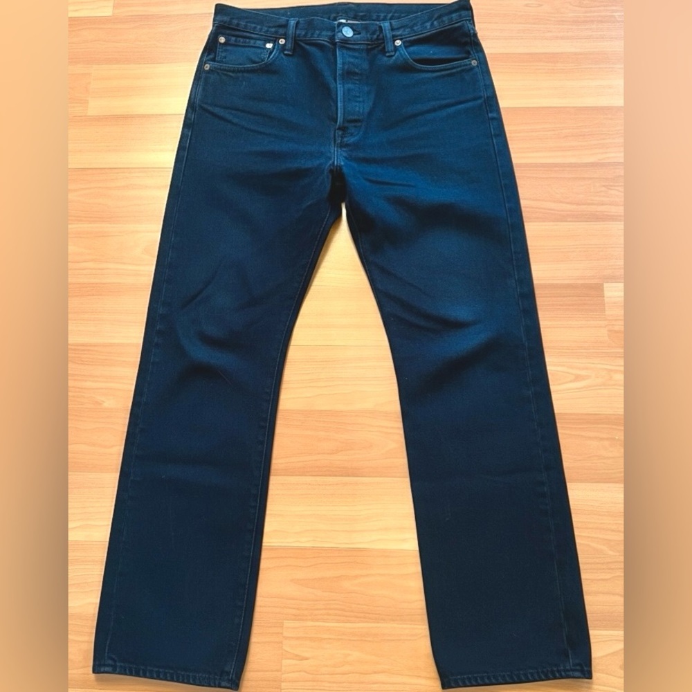Levi’s 501 Button Fly Black Jeans Mens Tag 35x32 Original Fit Straight Leg Denim